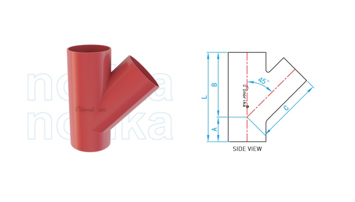 EPC - Fusion Bonded Epoxy Coated Hubless Branch Tee 45°